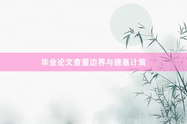 毕业论文查重边界与搪塞计策